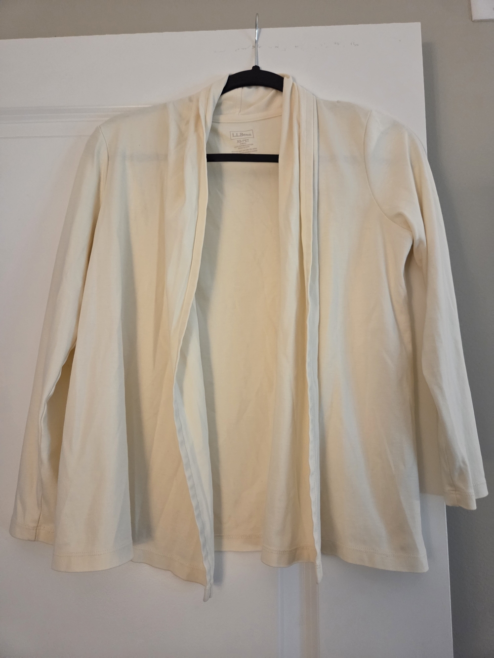 L.L.Bean Cream Open-Front Lightweight Cardigan